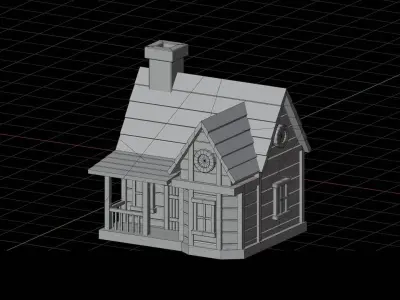 Wooden Cabin 3D Illustration 3D model