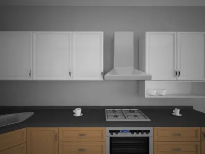 Semi classic Kitchen  Set 3D model Free 3D model