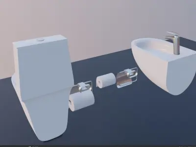 toilet and toiletries  Low-poly 3D model