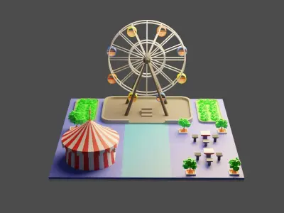 Isometric Ferris Wheel Environment 3D model