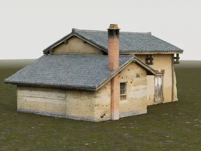 Traditional Rural Residential House Low-poly 3D model