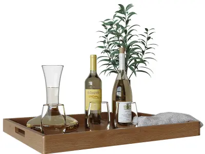 Decorative Set On A Tray 3D model