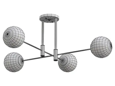 fidel-pl4-black three light fixtures with brass and balls 3D model