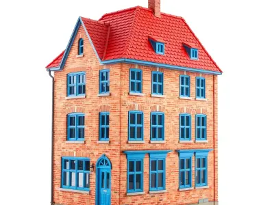 Red Brick House model pack Low-poly 3D model
