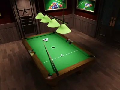 Billiards Room Interior  Pool Table Environment  Unity Blender Low-poly 3D model