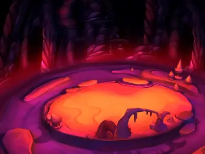 Low Mode - Underground Magma Battle Scene 02 3D model