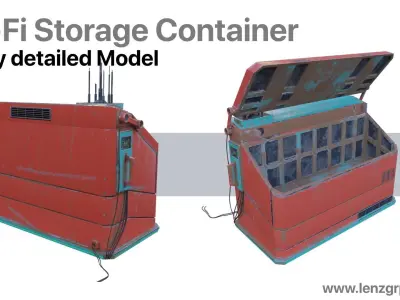 Sci-Fi Storage Container Low-poly 3D model