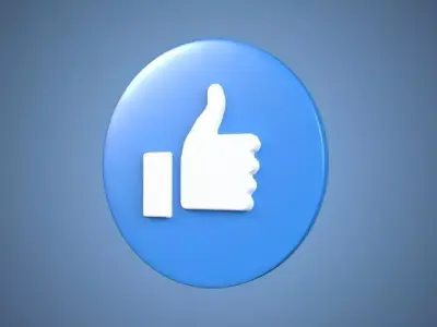Facebook like button 3D model Vray Ready Game Ready Free low-poly 3D model