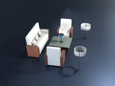 Modern Sofa Set 3D Model 3D model