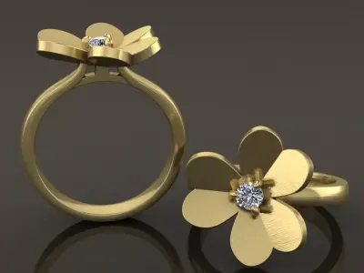 Flower Heart Petal Diamond Ring Band Mix Size 4-8 3D print model