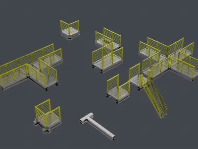 Catwalk set ladder with stripes Low-poly 3D model