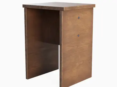 Wooden Stool 02 Low-poly 3D model