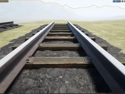 Railroad tracks Low-poly 3D model