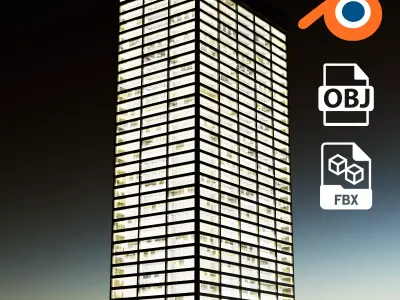 corp office building Free low-poly 3D model