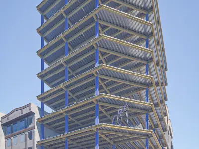 Steel Frame Building Low-poly 3D model