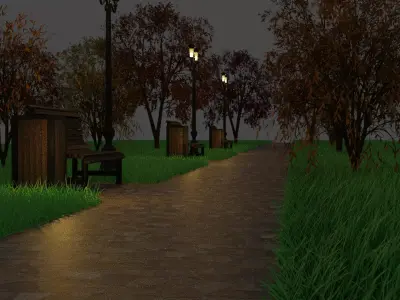  Scene in the park PBR HighPoly 3D model