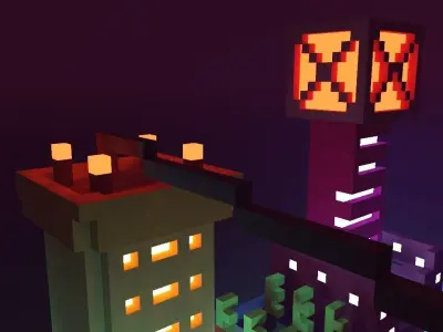 Neon City Low-poly 3D model