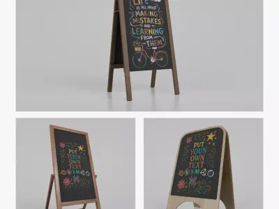 Customizable Essential Chalkboard Signs 3D Model Pack