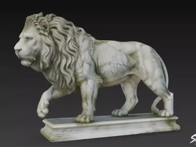 Lion Statue V22 Low-poly 3D model
