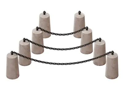 Fencing Concrete poles with chains 3D model
