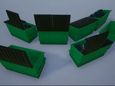 Garbage-Trash Containers-Dumpster Low-poly 3D model