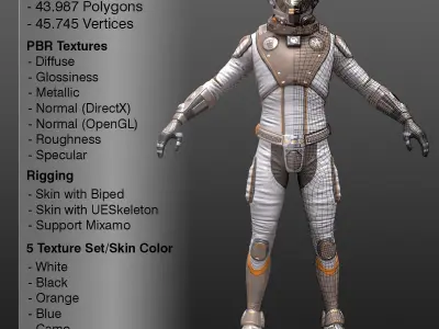 Mars Suit - Male Low-poly 3D model