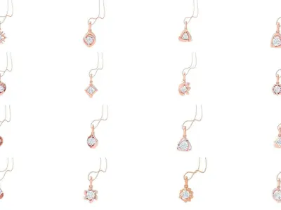 35 Ultra Light Wt Solitaire Diamond Pendant Necklace 3dm stl  3D Model Pack