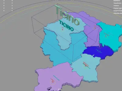 Ticino  Switzerland map region geography political geographic 3D model