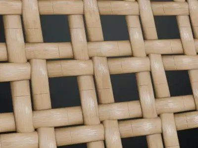 Wide Strip Natural Bamboo Basket Weave PBR Texture