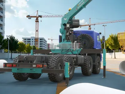  Hyundai Crane on Kamaz with Boscaro Concrete Bucket and Operator 