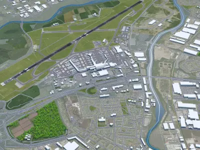Glasgow Airport 10km Low-poly 3D model