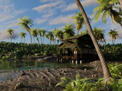 Tropical Cabin Scene 3D model