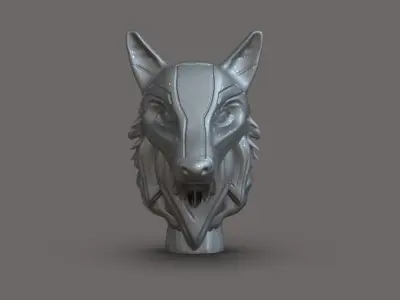 Scifi Wolf head 3D print model