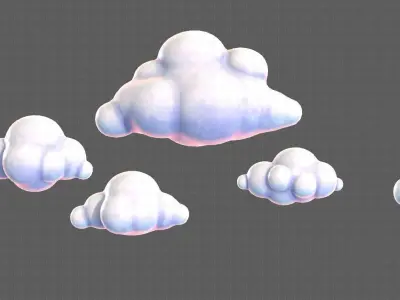 Clouds cartoon V01 Low-poly 3D model
