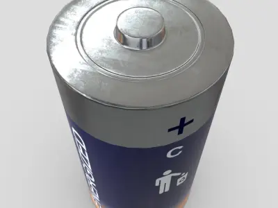Battery C energized Low-poly 3D model