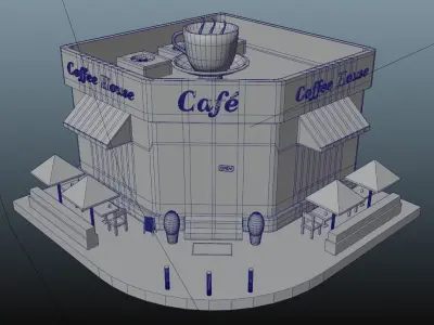 Coffee Shop Low-poly 3D model