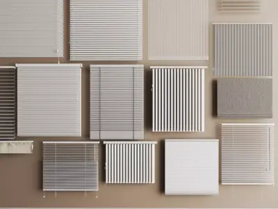 Modern Window Blinds Roman Shades Collection 3D Models Low-poly 3D model