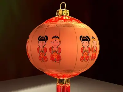 Chinese red lantern Low-poly 3D model