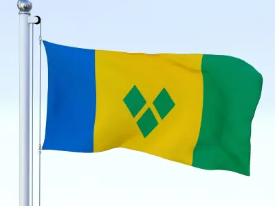 Animated Saint Vincent and the Grenadines Flag Low-poly 3D model