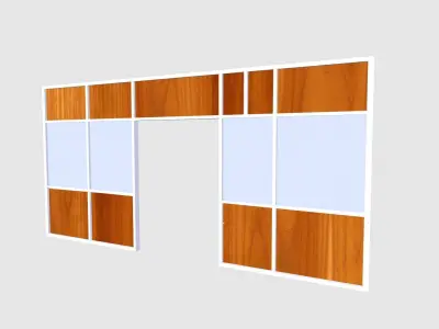 Wooden and Glass Door Low-poly 3D model