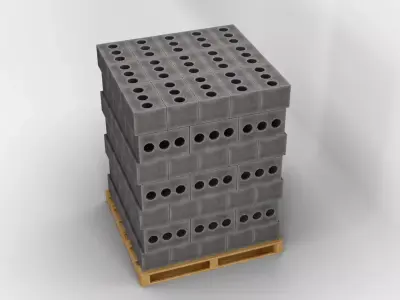 Wooden Pallet with Bricks 3 3D model