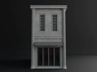 OLD RETRO CLASSICAL BUILDING 2 Low-poly 3D model