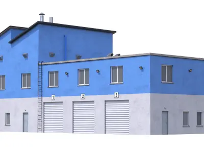 Industrial Building 15 Blue Low-poly 3D model