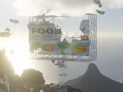 bill board with some animated flying papers blender Free low-poly 3D model