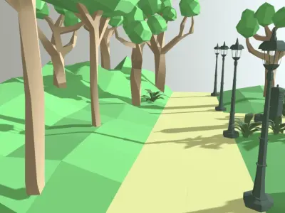 Low-poly Park Scene Low-poly 3D model