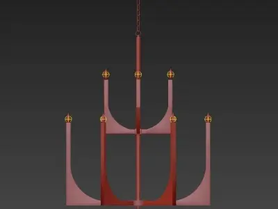 Acrylic Brass Finish Chandelier 3D model