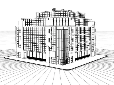 Modern office building 3D model 6
