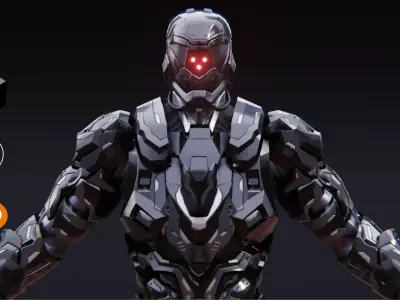 Sci-Fi Robotic Character Low-poly 3D model