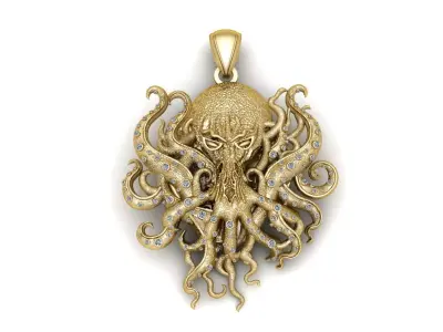Octopus Diamond Pendant 3d printable Model 3D print model