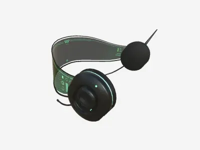 SciFi Glasses H02 Black Green - Character Design Fashion Low-poly 3D model